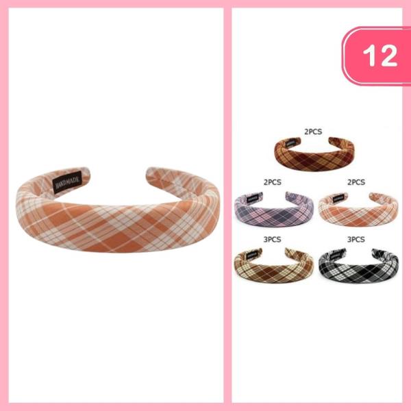 Plaid Wide Headband (12 Units)