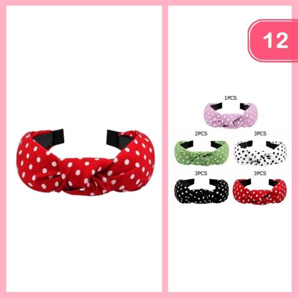 Polka Dot Knotted Headband (12 Units)