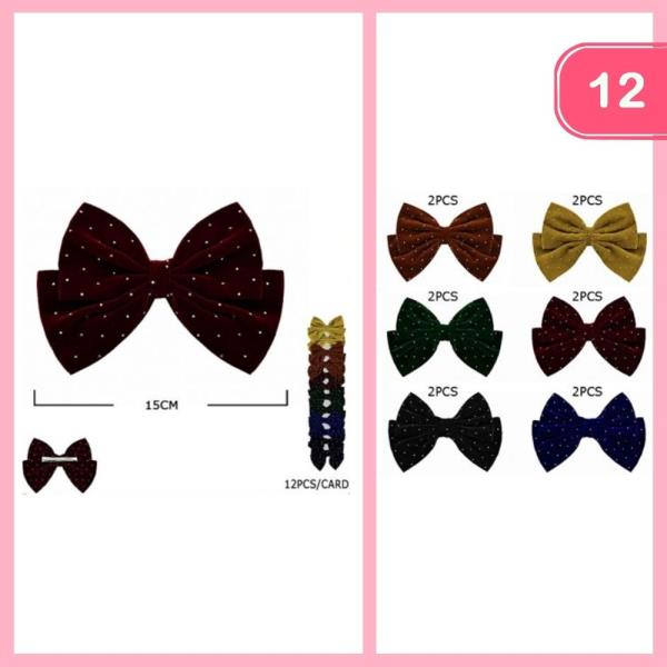 Tiny Polka Dot Velvet Hair Bow (12 Units)