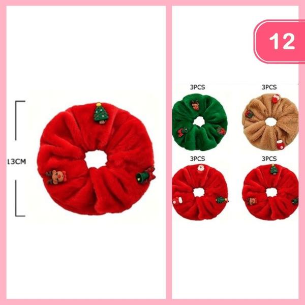 CHRISTMAS CHARM HAIR SCRUNCHIE (12 UNITS)
