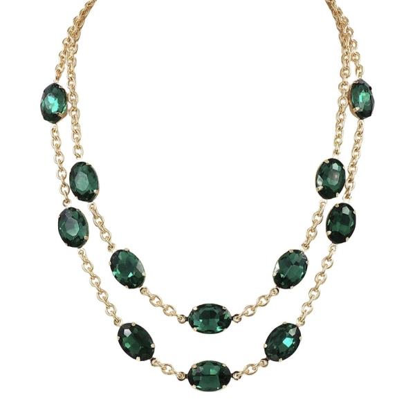 Double Strand Oval Rhinestone  Chain Necklace