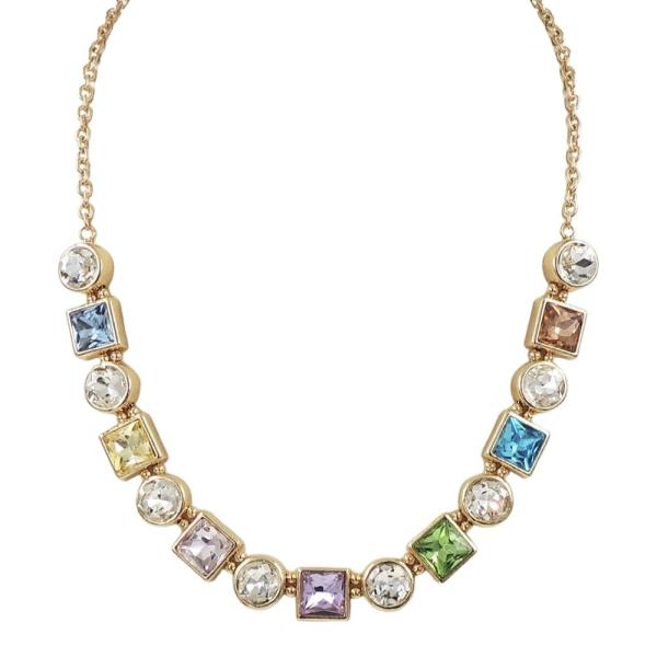 ROUND AND SQUARE STONE FRONTAL NECKLACE