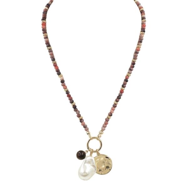 PEARL AND HAMMERED COIN CHARM BEAD