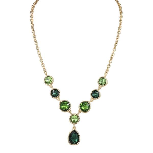 MULTI GLASS STONE CHAIN NECKLACE