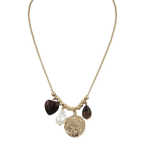 COIN WITH HEART CHARM SNAKE CHAIN NECKLACE
