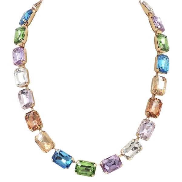 Rectangular RhineStone Statement Necklace
