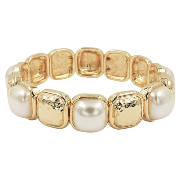 Pearl Square Link Stretch Bracelet
