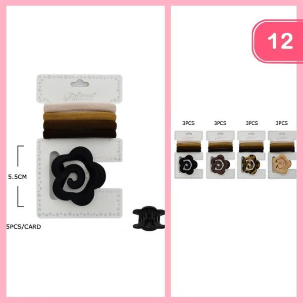 Hair Ties Flower Hair Claw Clip (12 Units)