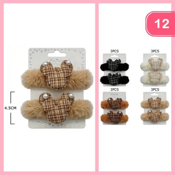 Fuzzy Hair Clips (12 Units)