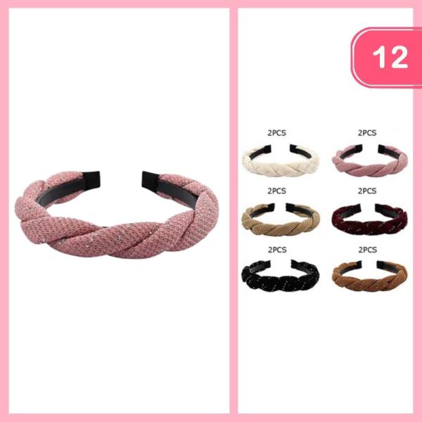 Twisted Headband with Rhinestone (12 Units)