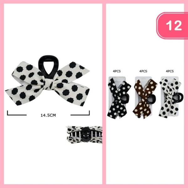 POLKA DOT BOW HAIR CLAW CLIP (12 UNITS)