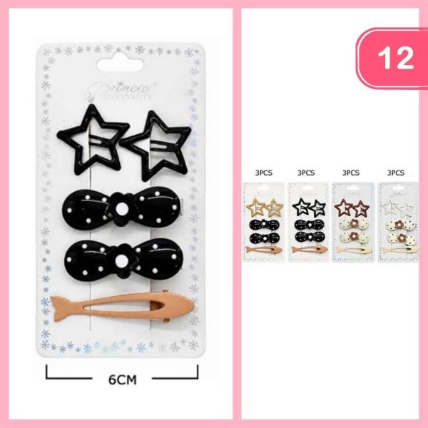 STAR POLKA DOT HAIR PINS SET (12 UNITS)