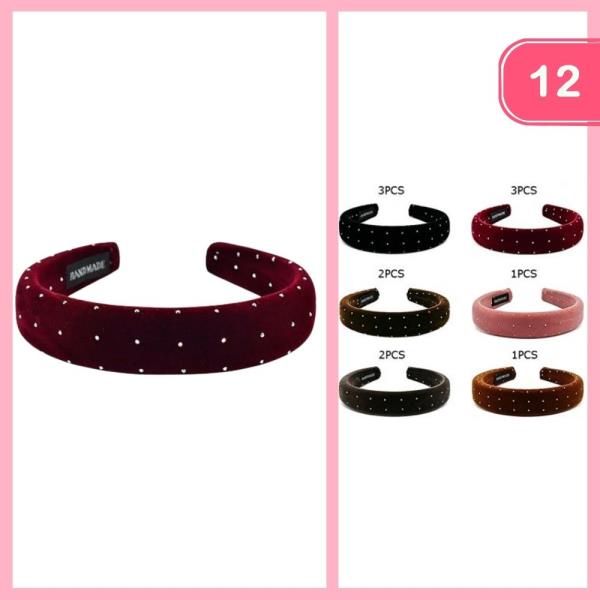 Velvet Polka Dot Headband (12 Units)
