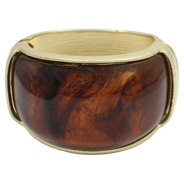 METAL BORDER MARBLED WIDE BANGLE BRACELET