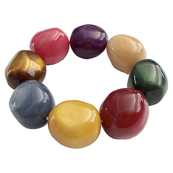 MARBLED ROUND BEAD STRETCH BRACELET