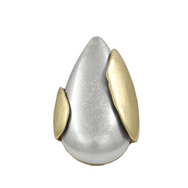 TWO TONE METAL TEARDROP RING
