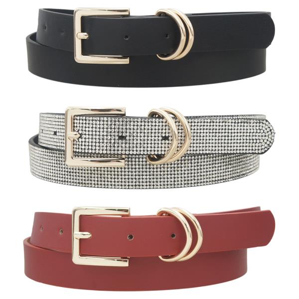 PU RS PU Rectangle Self Loop Trio Belt