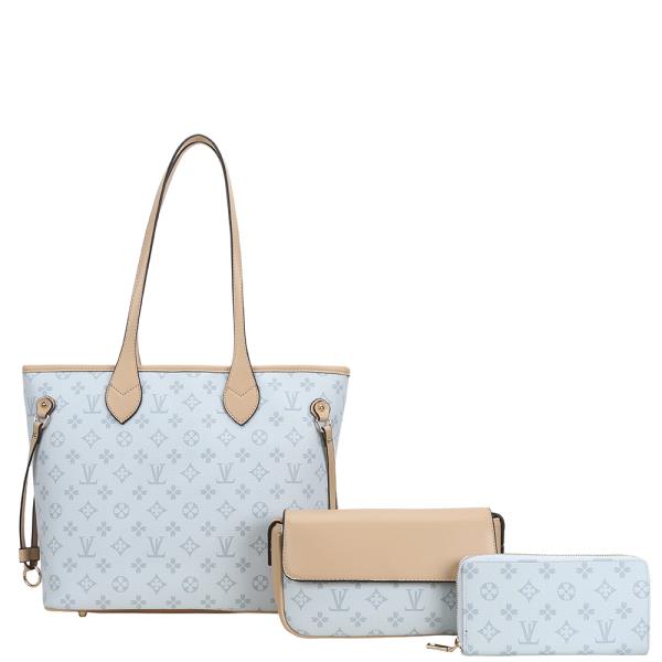 3IN1 MONOGRAM TOTE BAG W CROSSBODY AND WALLET SET