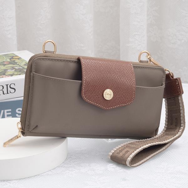 Crossbody Wallet with Flap and Wristlet Strap