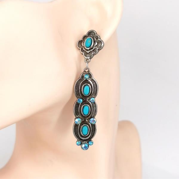 Concho Statement Dangle Earrings with Stones