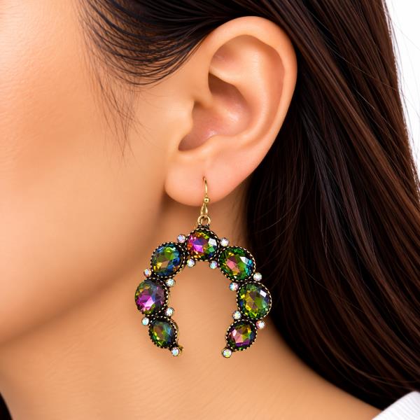 Crystal Rhinestone Squash Blossom Dangle Earring