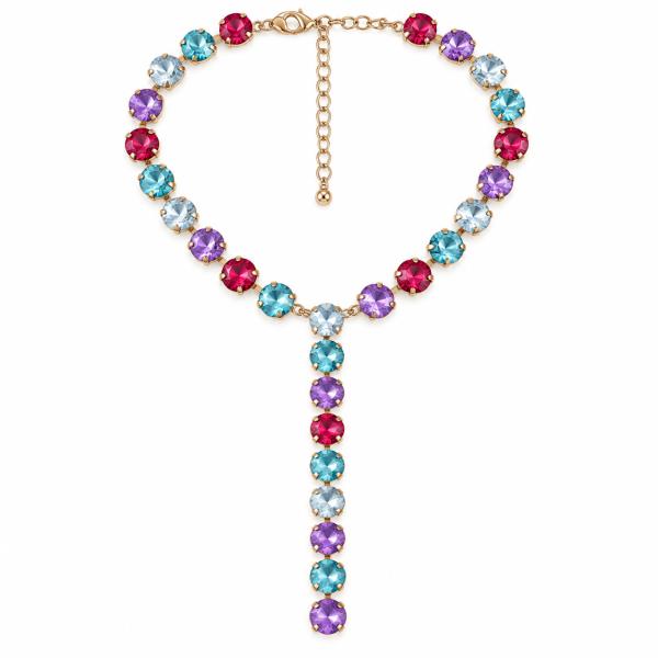 14MM VIOLET Round Crystal Stone Drop Y Necklace