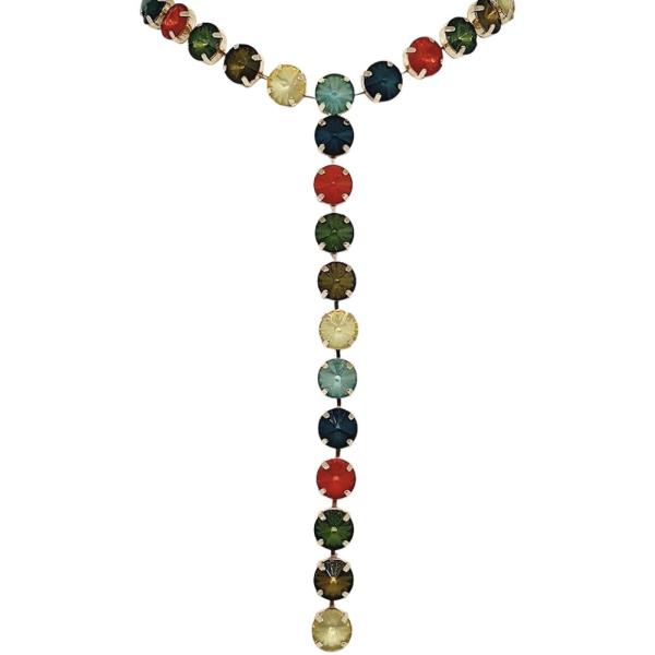 Round rhinestone Y LONG necklace