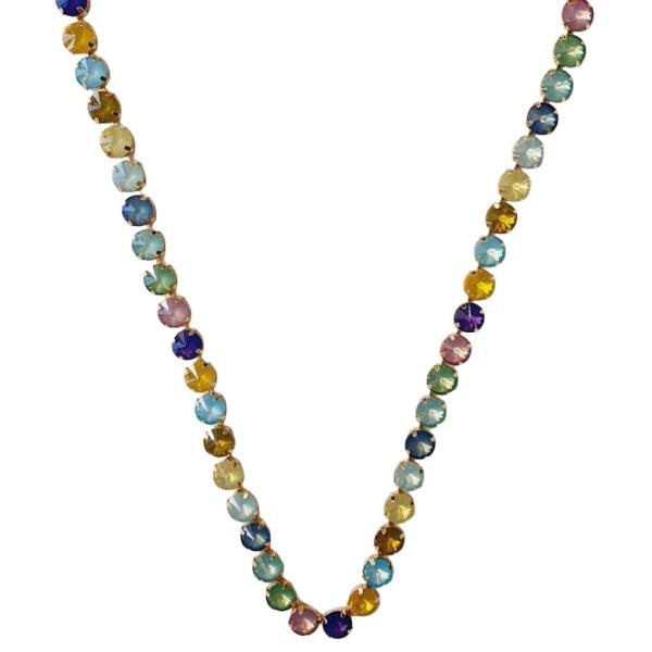 ROUND RHINESTONE TENNIS LONG NECKLACE