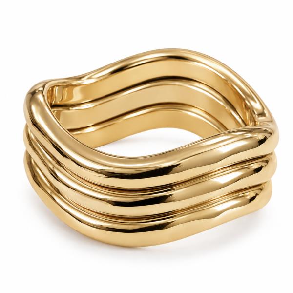 Wavy Stacked Triple Bangle Bracelet
