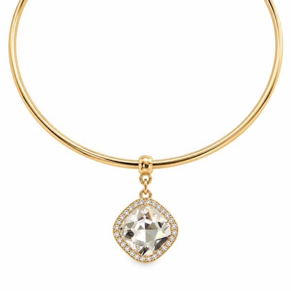rhinestone Pendant Bangle Style Choker Necklace