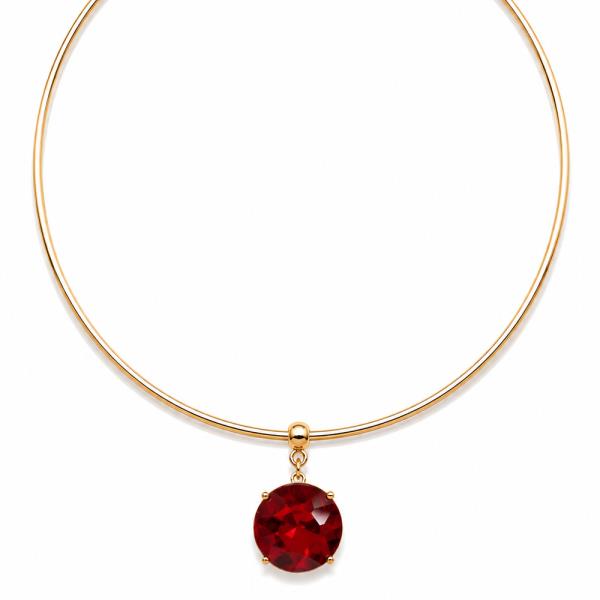 Round Faceted Stone Pendant Choker Necklace