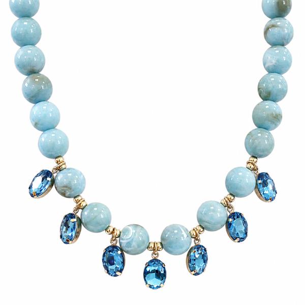 Beaded Necklace With Oval Crystal Drops