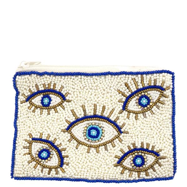 Seed Bead Evil Eye Zip Pouch