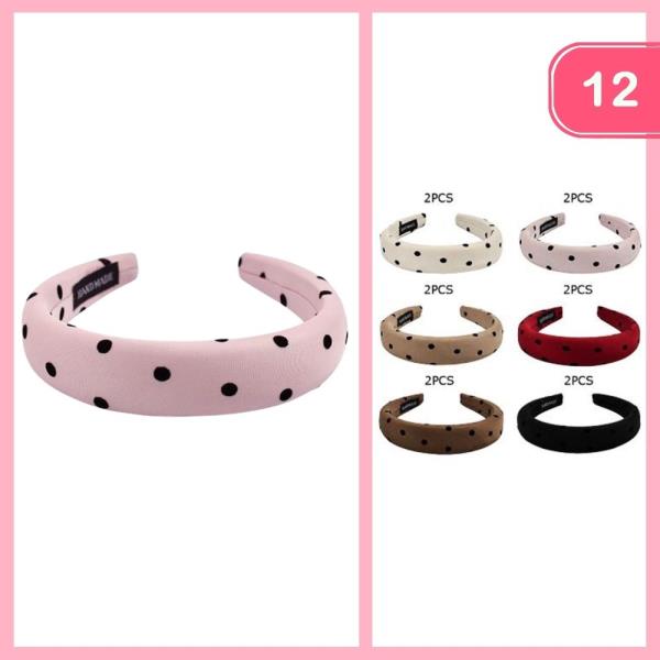 Polka Dot Padded Headband (12 Units)
