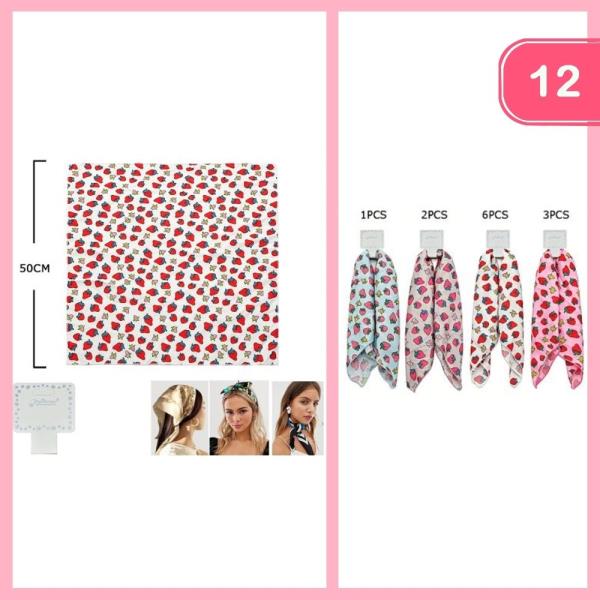 Strawberry Print Square Scarf (12 Units)