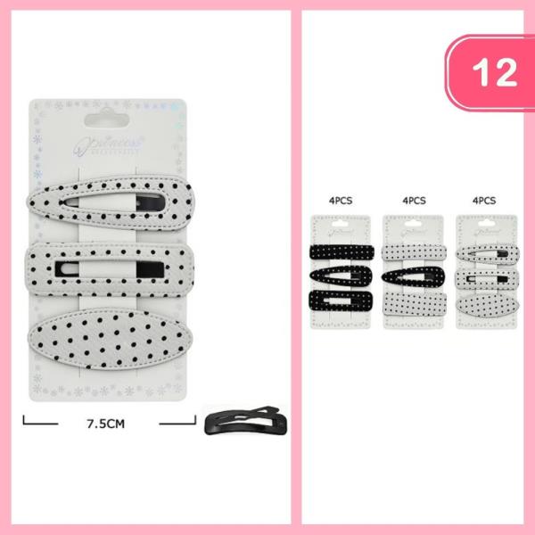 Polka Dot Snap Hair Clips (12 Units)