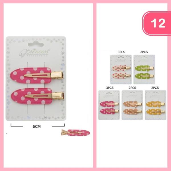 Polka Dot Snap Hair Clips (12 Units)