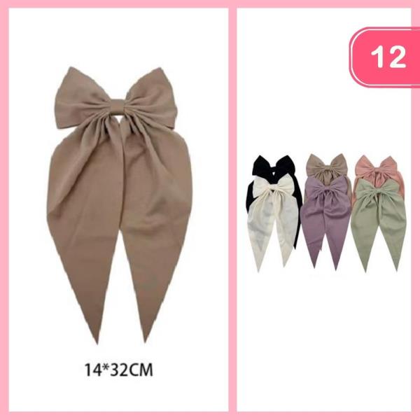 OVERSIZED LONG TAIL HAIR BOW (12 UNITS)