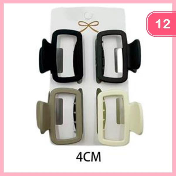 MATTE RECTANGLE HAIR CLAW CLIPS (12 UNITS)
