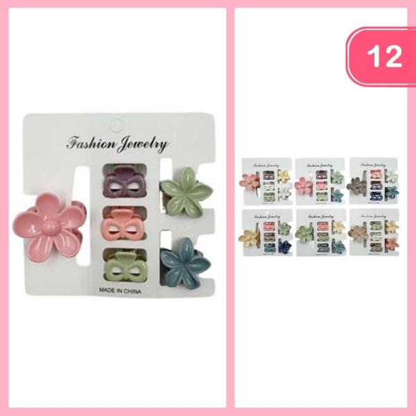 FLOWER DESIGN HAIR CLAW CLIP (12 UNITS)
