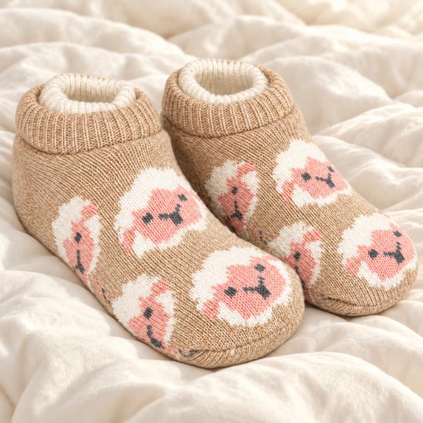 Sheep Face Knit Slipper Socks (2 UNITS)