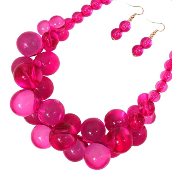 Chunky Bubble Bead Necklace and Earring Set