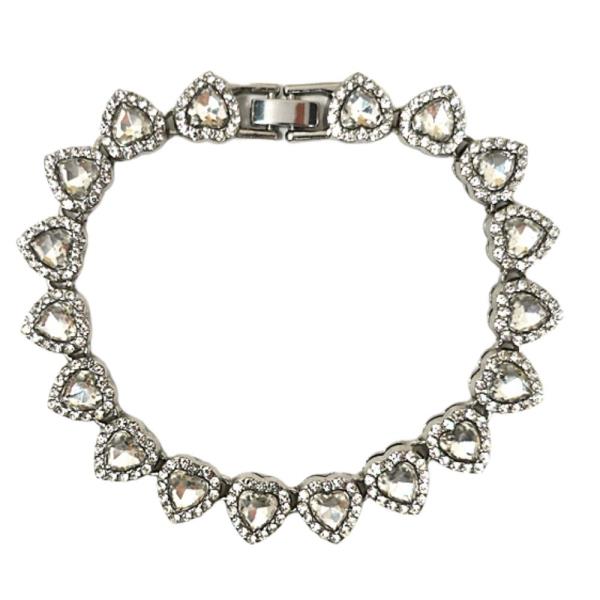 Heart Shaped Crystal Tennis Bracelet