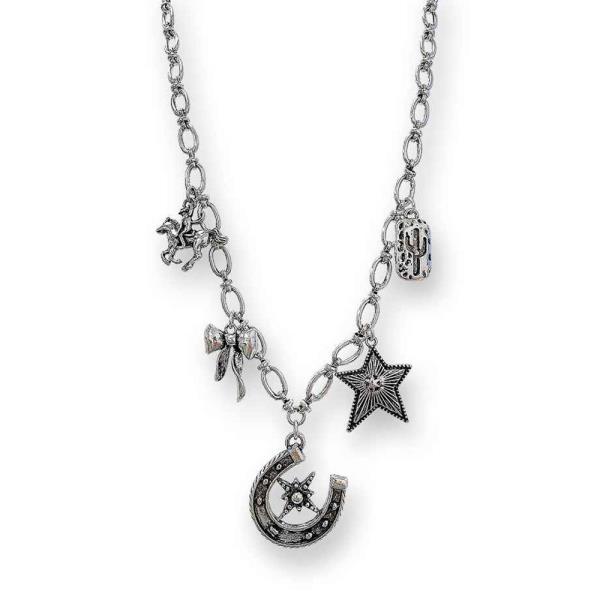 Western Horseshoe Star Cactus Charm Necklace