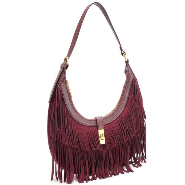 FRINGE HOBO SHOULDER BAG