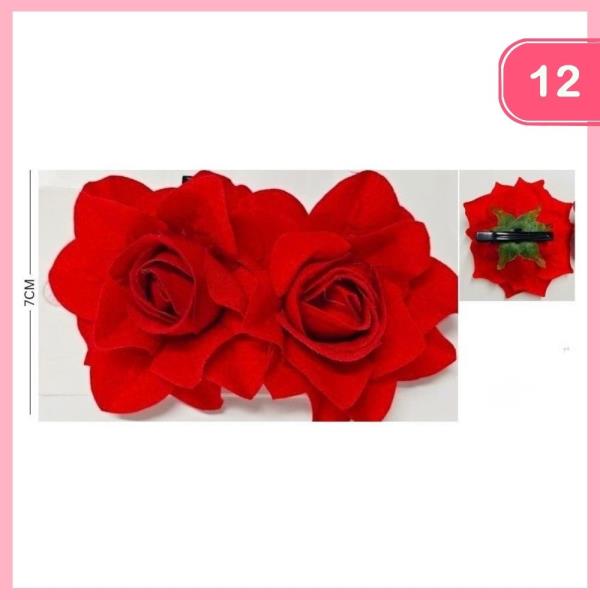 Double Rose Flower Hair Clip (12 Units)