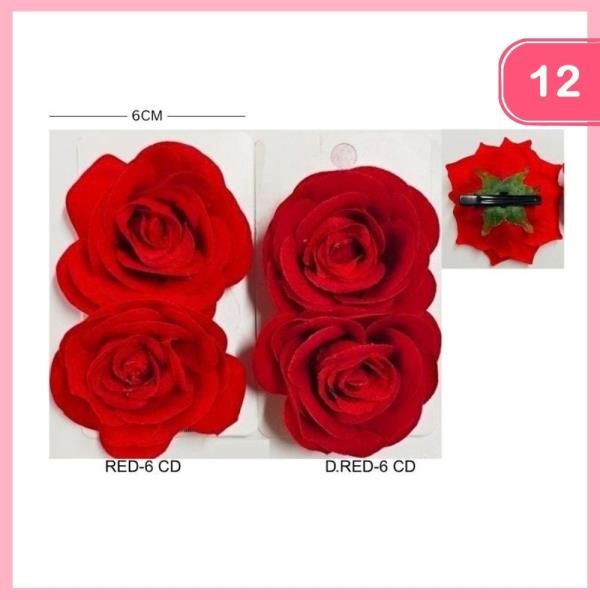 Double Rose Flower Hair Clip (12 Units)