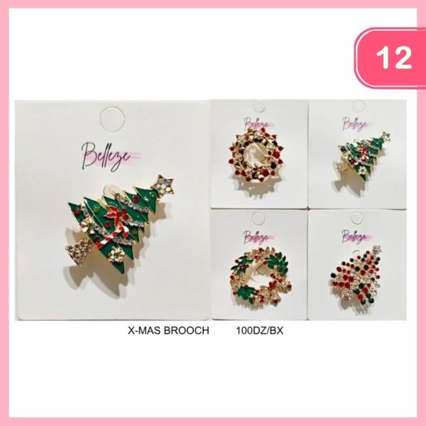 Christmas Tree and Wreath Brooch (12 Units)