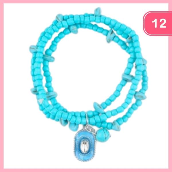 Beaded Wrap Bracelet with Charm (12 Units)