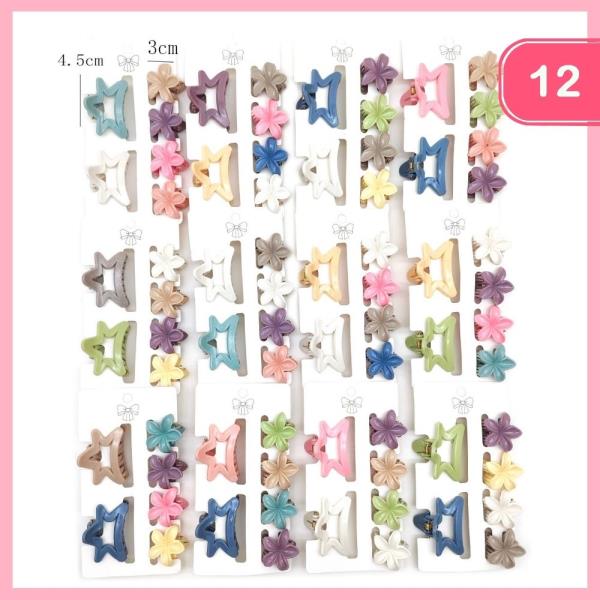 Star and Flower Hair Claw Clips (12 Units)